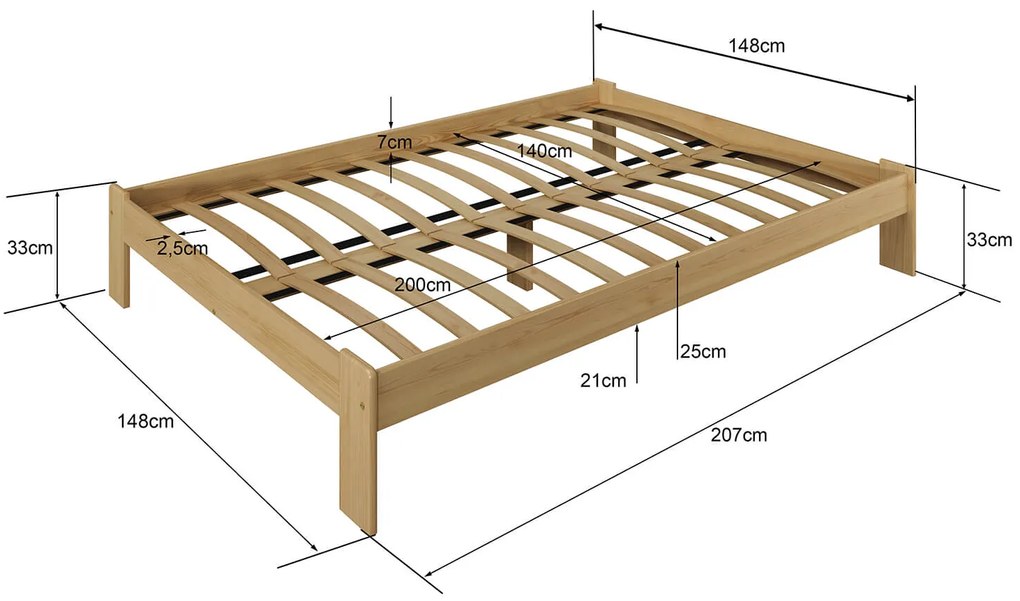 Posteľ Adéla 140x200 s roštom dub