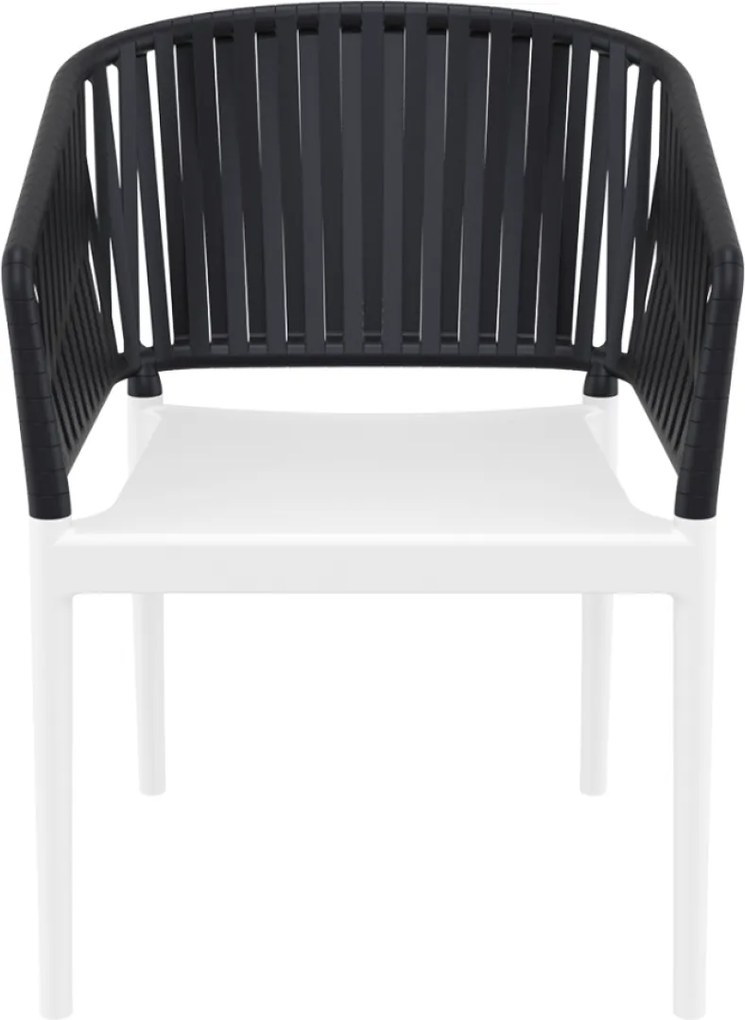 PORTOFINO záhradná stolička s podrúčkami white/black