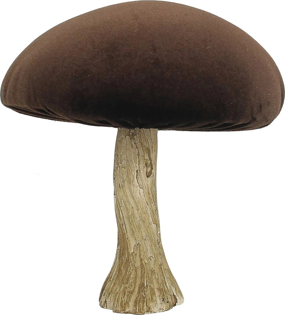Dekorácia Velvet Mushroom 17 cm brown