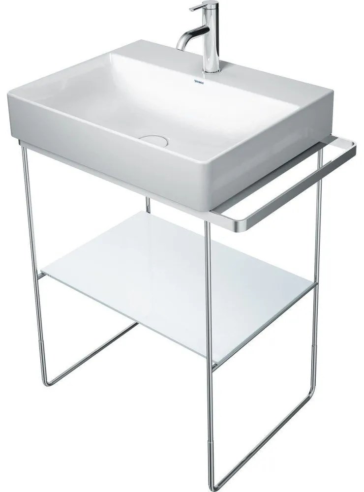 DURAVIT DuraSquare sklenená polička pre kovové podstavce 003101 a 003102, 570 x 380 x 8 mm, biela, 0099648300