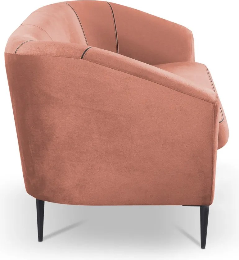 Trojmiestna pohovka Olivio, lososová zamatová tkanina