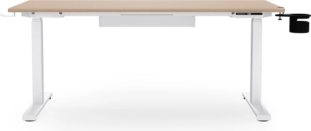 Elektrický stôl s nastaviteľnou výškou ergonomický biely/dub sonoma,1400x700 mm: ARIA