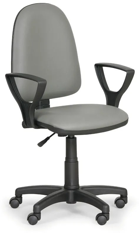 Euroseat Dielenská pracovná stolička na kolieskach TORINO s podpierkami rúk, permanentný kontakt, pre mäkké podlahy, sivá