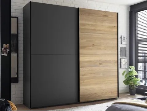 Šatníková skriňa Melton, 215 cm, grafit/dub mauvella%