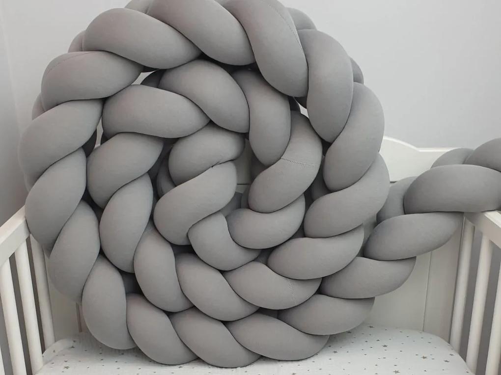 Vulpi Mantinel do postieľky Vrkoč 240 cm Handmade Farba: sivá-biela