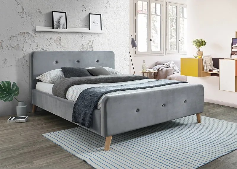 Najlacnejsinabytok MALMO čalúnená posteľ 160x200 cm, šedý zamat