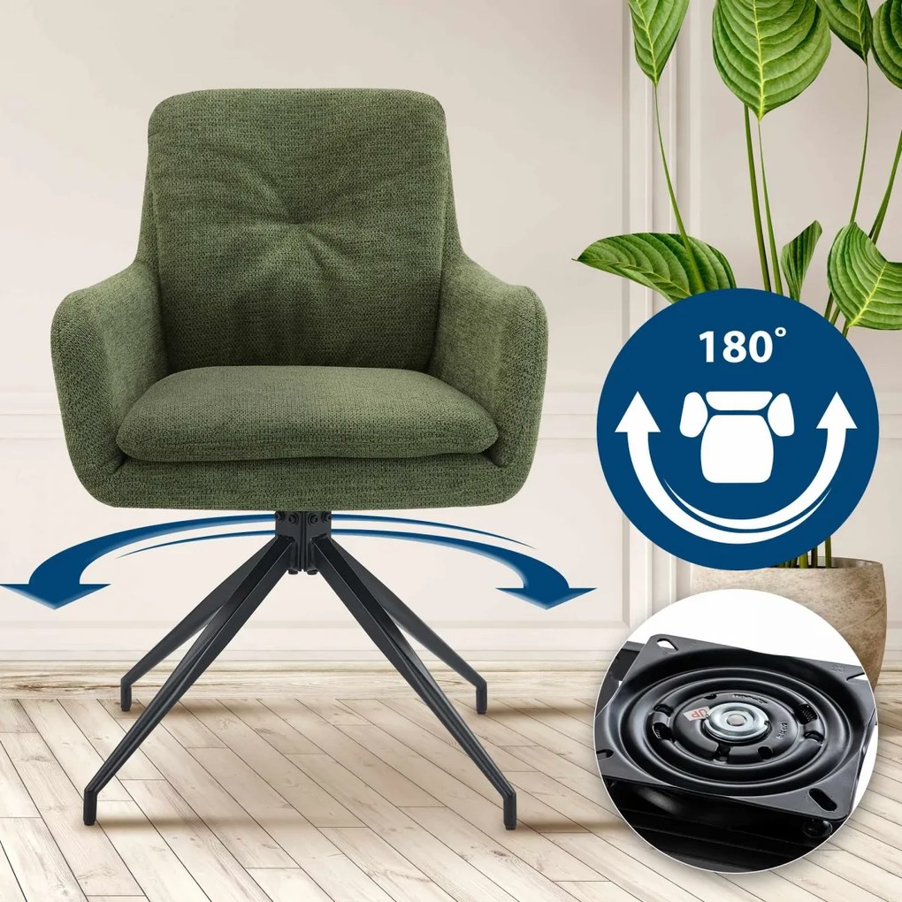 Jedálenská stolička Pickett - látka - zelená