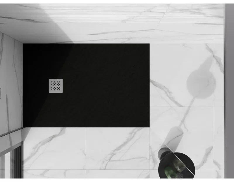 Mexen Stone+, obdĺžniková vanička z minerálneho kompozitu 120 x 100 cm, čierna matná, 44701012