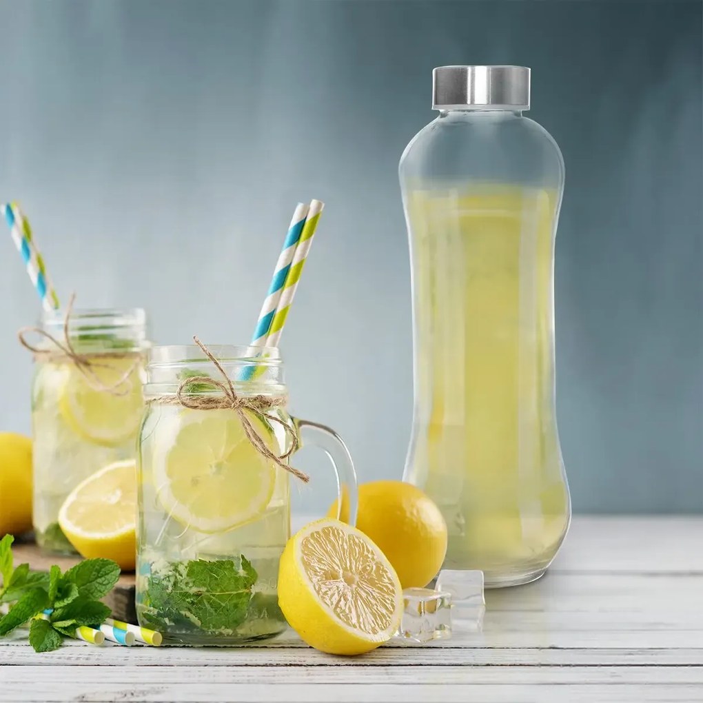 Sklenená fľaša s viečkom 0,6 l, balenie 6 ks
