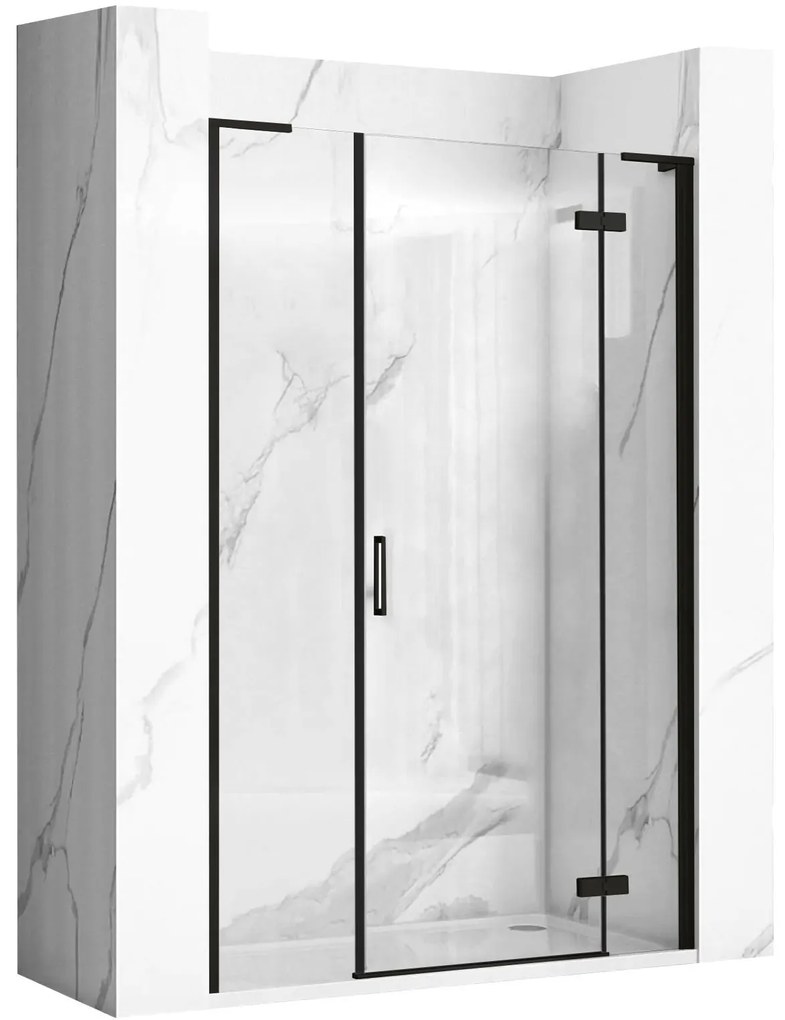 Rea Hugo, 1-krídlové sprchové dvere do otvoru 110x200,5 cm, 6mm číre sklo, čierny profil, KPL-45209