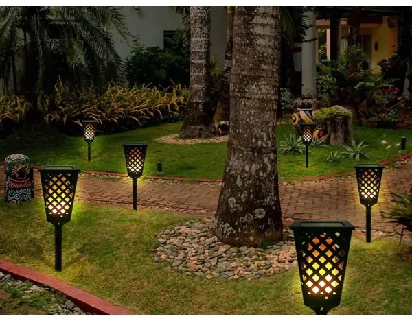 LED solárna lampa so senzorom LED/0,6W/5,5V IP65 2000 mAh 107 cm čierna