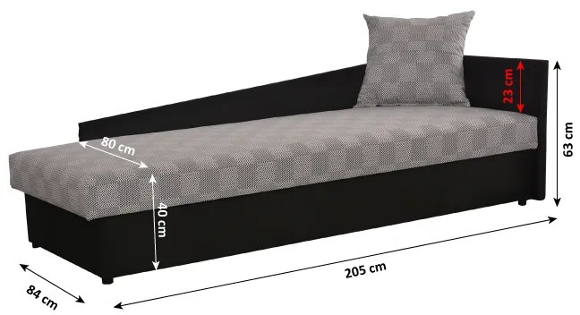 Jednolôžková posteľ (váľanda) Judit P - čierna / vzor (M35)