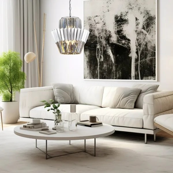 Luster na reťazi DONNA 9xE14/40W/230V pr. 45 cm matný chróm