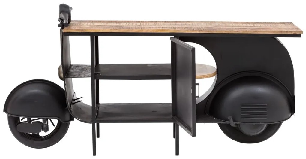 furniture-nabytek.cz - Masívna podumyvadlová skrinka na kolobežku, lakovaná kov/mango, čierna – 177×44×89 cm