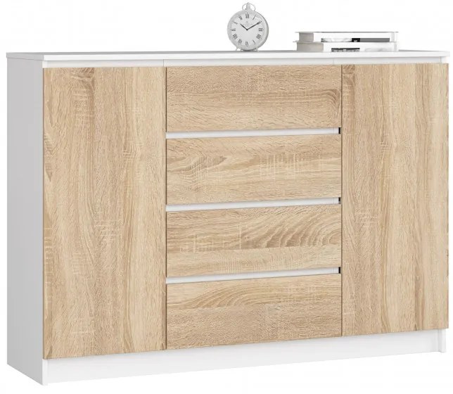 Komoda K140 2D 4SZ CLP biela / sonoma
