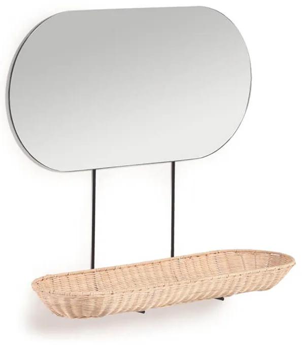Zrkadlo s ratanovou poličkou naibi 80 x 29 cm prírodné MUZZA
