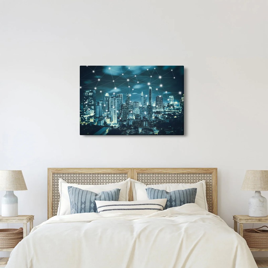Obraz žiariaceho veľkomesta (90x60 cm)