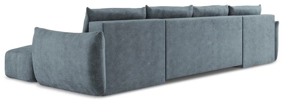 Modrá ženilková rozkladacia rohová pohovka (do tvaru "U") Leila – Makamii