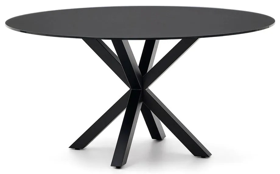 Čierny okrúhly jedálenský stôl so sklenenou doskou ø 150 cm Argo – Kave Home