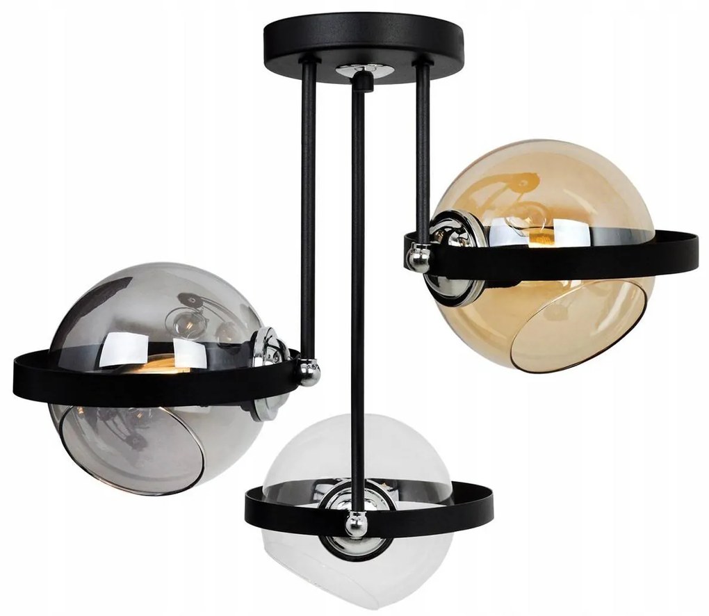 Stropné svietidlo Ring, 3x sklenené tienidlo (mix 3 farieb), (výber z 3 farieb uchytenia)