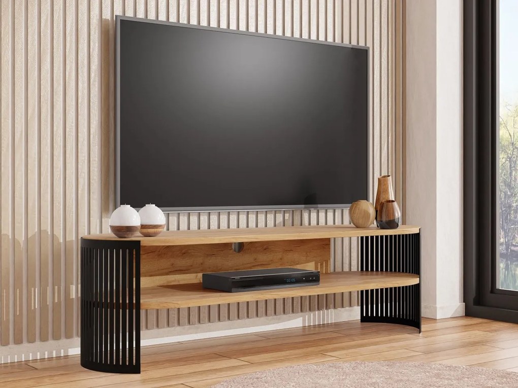 TV skrinka Zinzit, Farba: čierna/dub craft zlatý