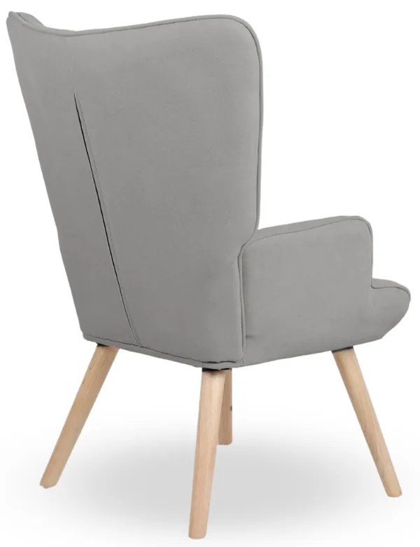 Kreslo ušiak LUGO — masív, látka, prírodná / sivá