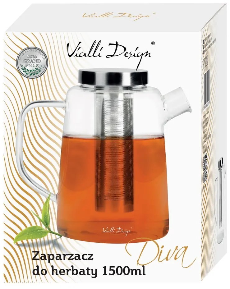 Sklenená čajová kanvica Vialli Design, 1,5 l