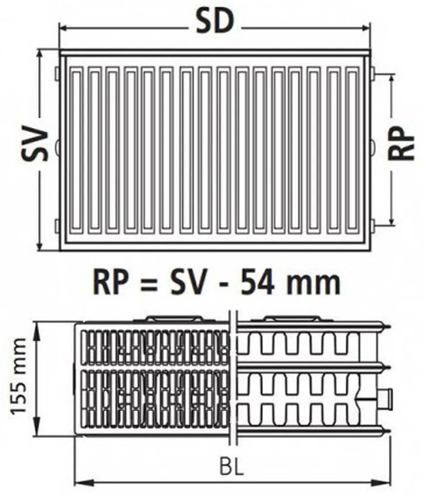 Kermi Therm X2 Profil-kompakt doskový radiátor 33 500 / 1100 FK0330511