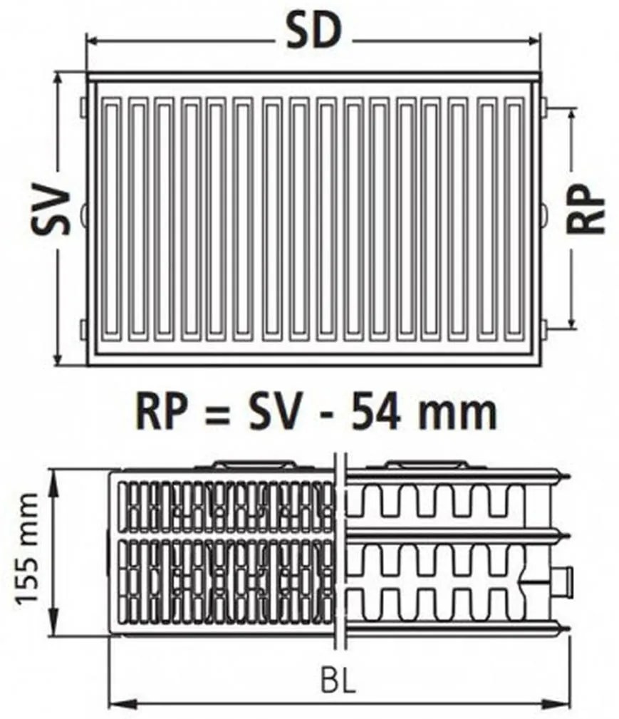 Kermi Therm X2 Profil-kompakt doskový radiátor 33 500 / 1400 FK0330514