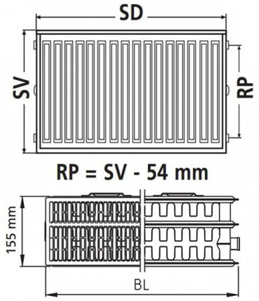 Kermi Therm X2 Profil-kompakt doskový radiátor 33 750 / 1300 FK0330713