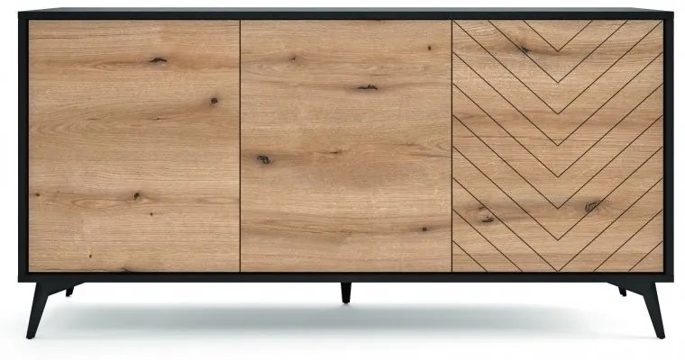 Komoda Diamant 154 cm dub/čierna