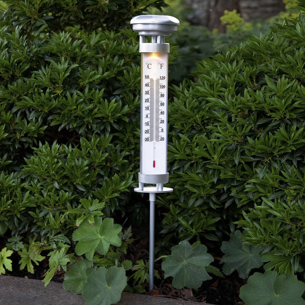 Solárna LED lampa Celsius, vonkajší teplomer