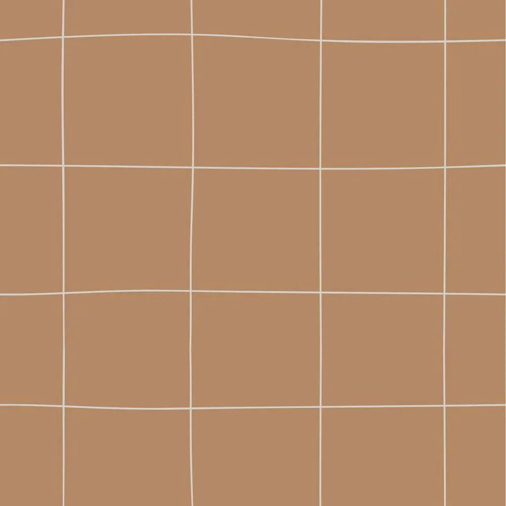 Tapeta nepravidelný kockovaný vzor škoricová 280x50cm