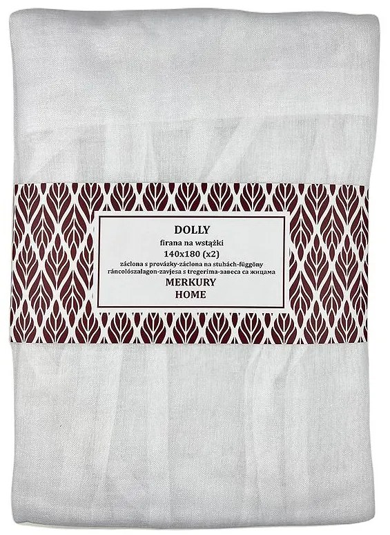 Záclona na stuhách Dolly polyester biela 140x180 (x2) Merkury Home