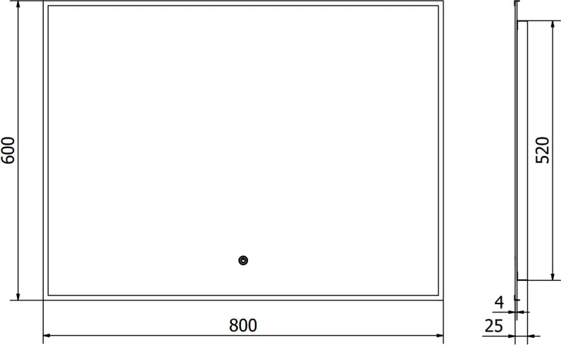 Mexen Erma, LED kúpeľňové zrkadlo s podsvietením a čiernym rámom 80x60 cm, 6000K, ochrana proti zahmlievaniu, 9814-080-060-611-70