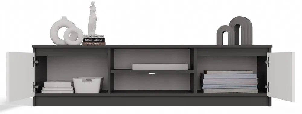 TV skrinka Musecalo 140 (antracit + biela). Akcia -23%. Vlastná spoľahlivá doprava až k Vám domov. 1132503