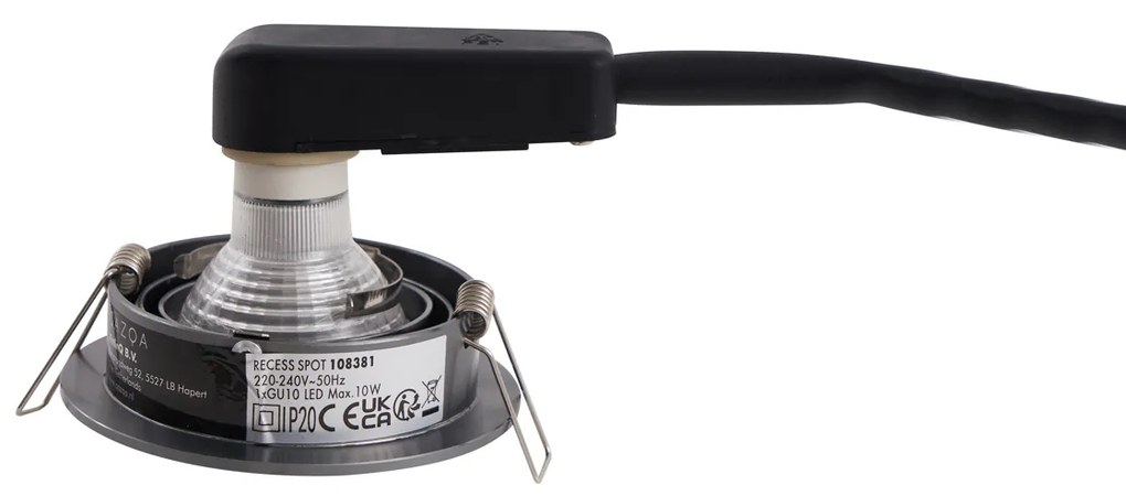 Moderné zabudované bodové svetlo tmavosivé GU10 50 mm okrúhle výkyvné - Chuck