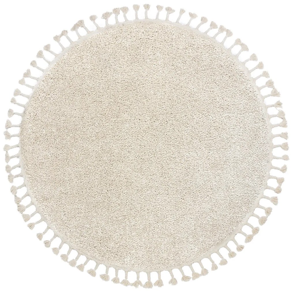 Dywany Łuszczów, Kusový koberec Berber 9000 cream kruh, 120x120 (priemer) kruh, biela, obývacia izba