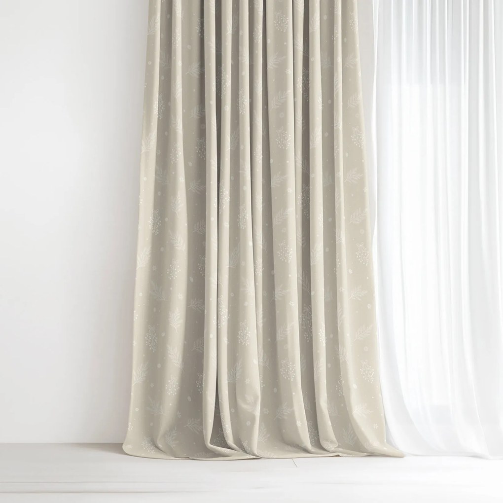 Goldea vianočný záves luca - zimné vetvičky na latte 200x150 cm