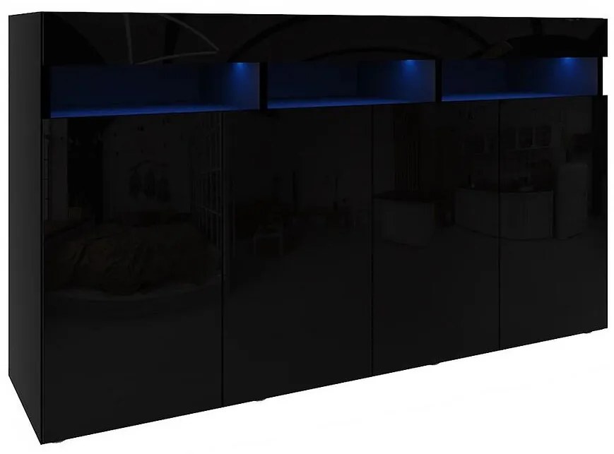 Komoda Izumi 140 BL čierna mat/lesk