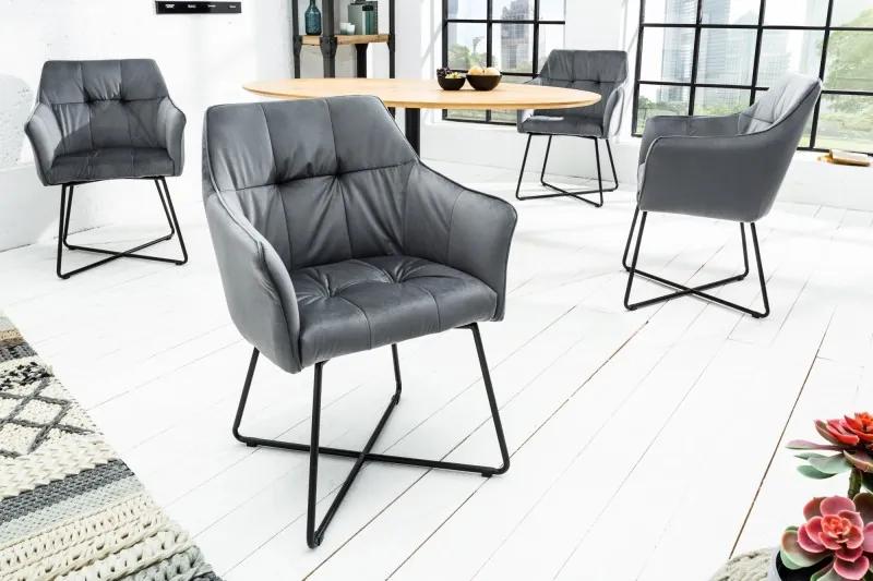 Dizajnová stolička Loft zamat strieborná šedá