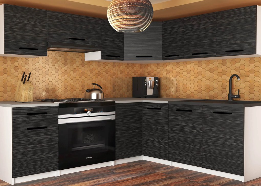 Kuchynská linka Belini 360 cm eben kráľovský s pracovnou doskou Lidiauniqa2 TOR LIDIAUNIQA2/4/WT/HK/0/B1