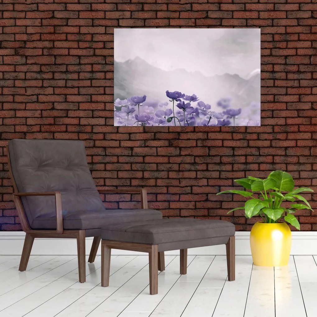 Obraz - Fialové kvety v horách (90x60 cm)
