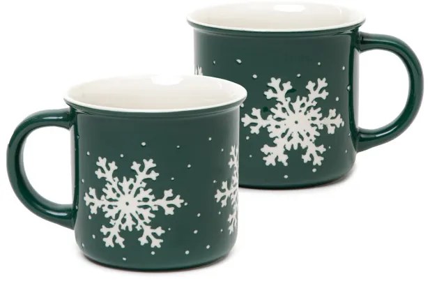 Sada dvoch hrnčekov TRINKIE zelená, so snehovými vločkami 831800 360 ml