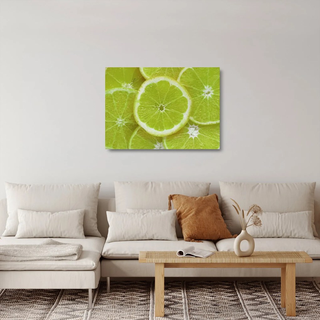 Sklenený obraz - citróny na reze (70x50 cm)