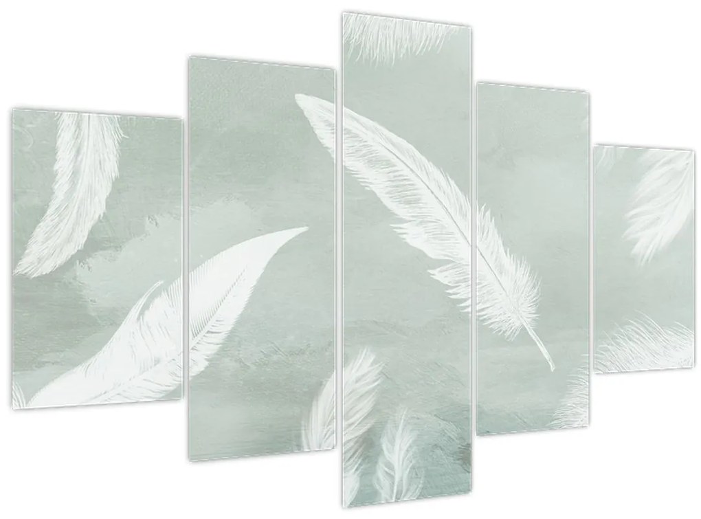 Obraz - Biele pierka (150x105 cm)