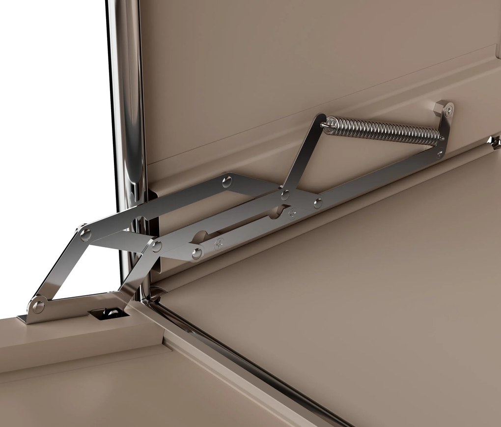 Kovová komoda »CN3« s 2 výklopnými priečinkami a 2 zásuvkami, hnedosivá