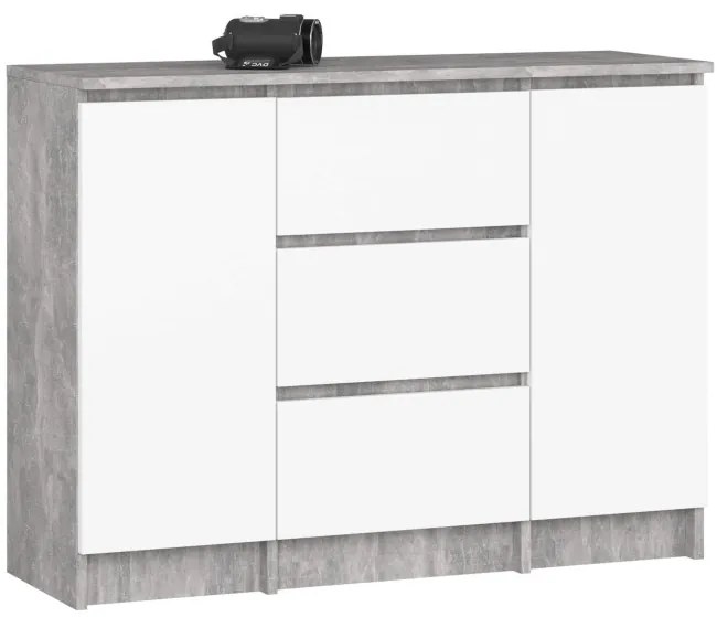 Komoda K100 2D 3SZ betón / biela