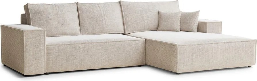 Krémovobiela ženilková rozkladacia/s úložným priestorom rohová pohovka (pravý roh/s leňoškou) Maze – Maison de Rêve