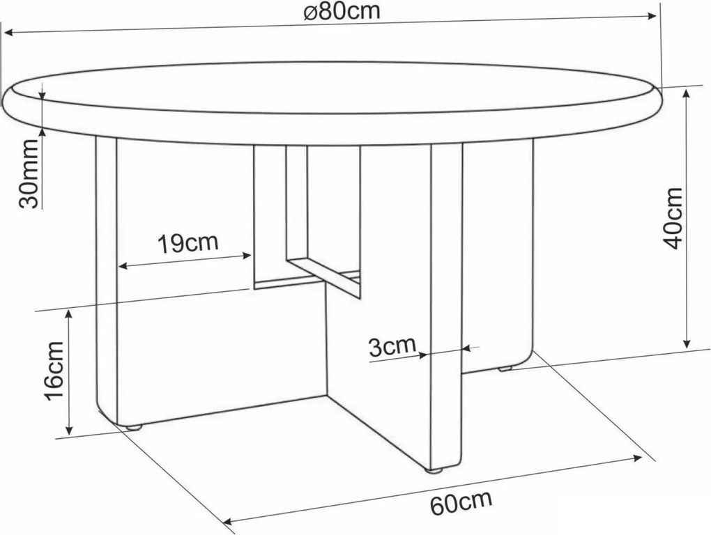 Okrúhly konferenčný stolík AZONE, ecru/dub